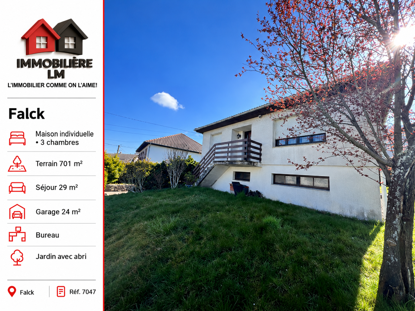 EN EXCLUSIVITÉ À FALCK - MAISON INDIVIDUELLE AVEC JARDIN ET GARAGE