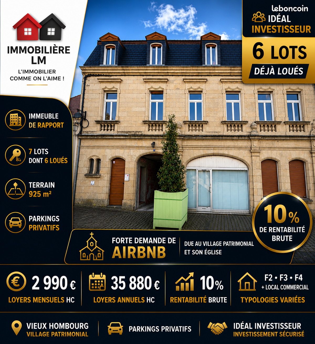 Immeuble de rapports - 7 lots dont 6 loués - Rentabilité brute 10%